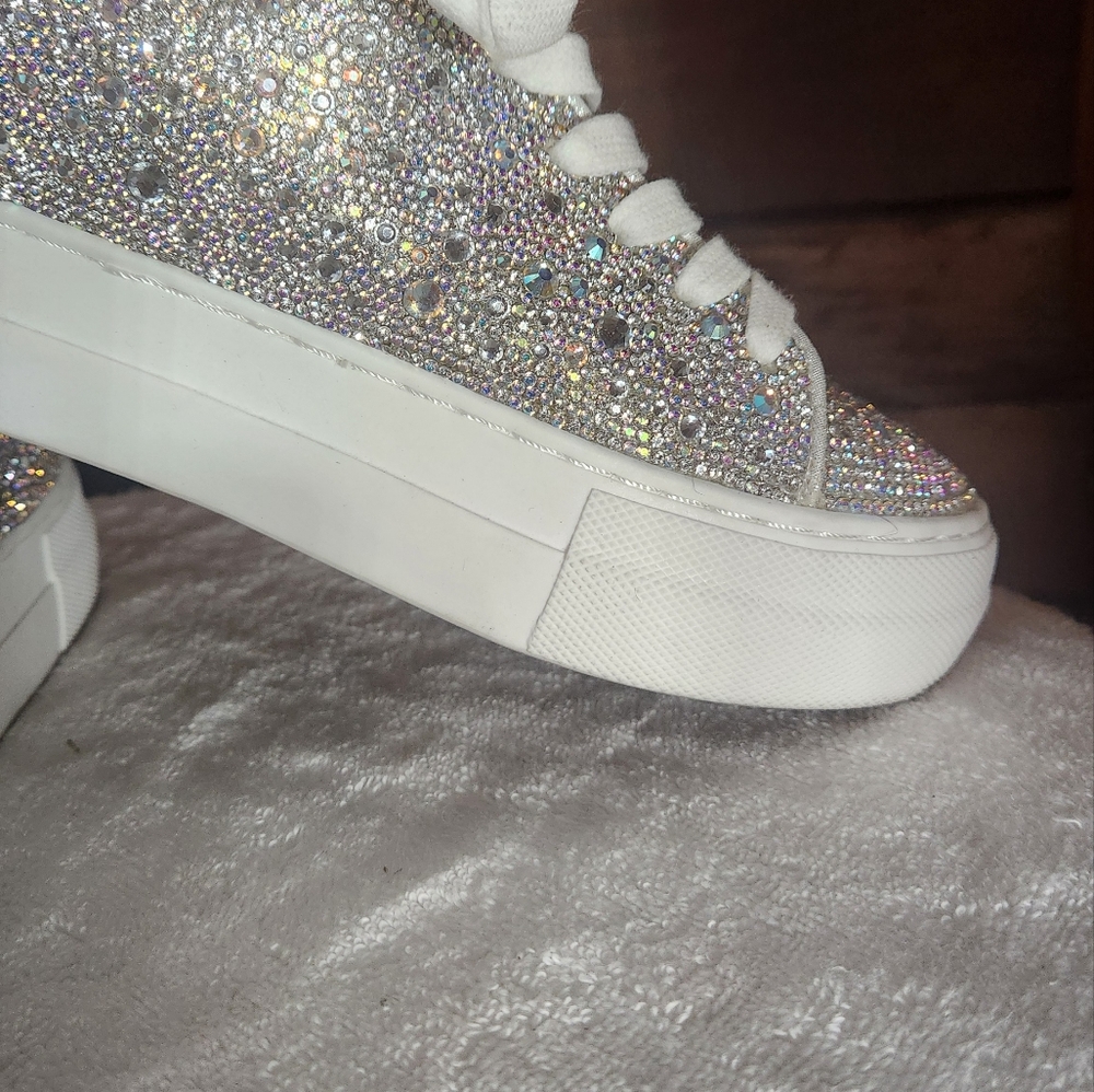 Betsy Johnson Gorgeous Rhinestone Sparkling Silver Womens Platform Whimsy Size 6 - Picture 5 of 16